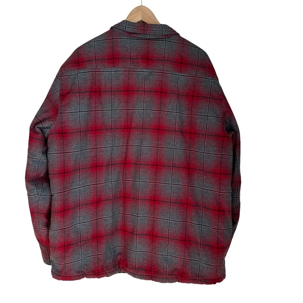 Rugged Elements Men's‎ Red & Grey Plaid Front Snap Shacket with Lining Size: XL
